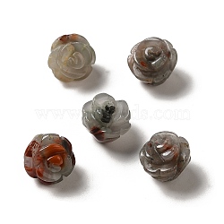 Natural African Bloodstone Carved Flower Beads, Rose, 8.5~10x10x10.5mm, Hole: 1mm(G-O156-B-28)
