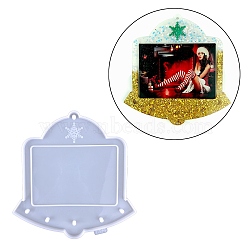 Christmas' Theme DIY Picture Frame Silicone Molds, Resin Casting Molds, For UV Resin, Epoxy Resin Craft Making, Bell, White, 185x179x9mm, Hole: 5mm, Photo Tray: 123x86mm.(DIY-M045-01)