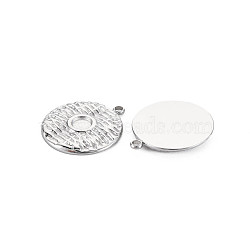 304 Stainless Steel Pendant Enamel Settings, Flat Round, Stainless Steel Color, 18x16x2mm, Hole: 1.5mm(STAS-N097-210P)