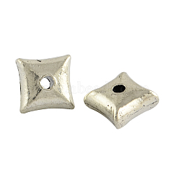 Square Tibetan Style Alloy Beads Spacers, Cadmium Free & Lead Free, Antique Silver, 8x8x4mm, Hole: 2mm(TIBEB-949-AS-LF)