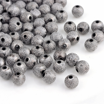 Spray Painted Acrylic Beads, Matte Style, Round, Gray, 6mm, Hole: 1.5mm, about 4700pcs/500g