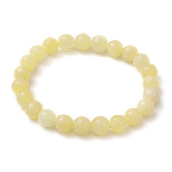 8.5mm Round Natural Topaz Jade Beaded Stretch Bracelets for Women Men, Inner Diameter: 2-1/8 inch(5.3cm)