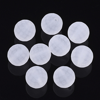 Transparent Frosted Acrylic Beads, Faceted, Round, Clear, 10mm, Hole: 1.6mm, about 840pcs/500g