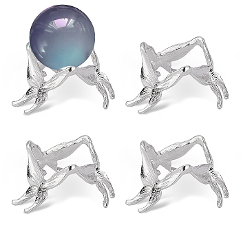Alloy Crystal Ball Holders, Branch, Platinum, 29.5x33x26mm