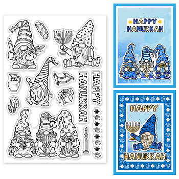 Custom PVC Plastic Clear Stamps, for DIY Scrapbooking, Photo Album Decorative, Cards Making, Gnome, 160x110x3mm