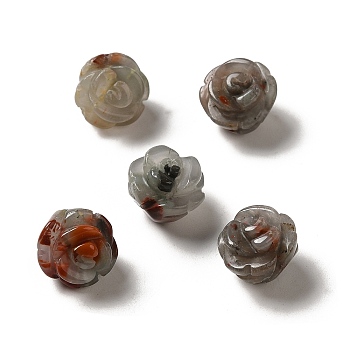 Natural African Bloodstone Carved Flower Beads, Rose, 8.5~10x10x10.5mm, Hole: 1mm
