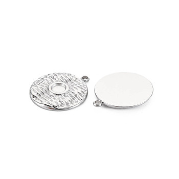 304 Stainless Steel Pendant Enamel Settings, Flat Round, Stainless Steel Color, 18x16x2mm, Hole: 1.5mm