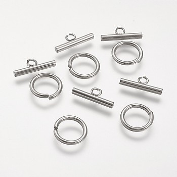 304 Stainless Steel Toggle Clasps, Stainless Steel Color, toggle: 15x2mm, Hole: 11mm, Bar: 20x7x3mm, Hole: 3mm.
