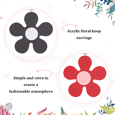 2 Pairs 2 Colors Acrylic Flower Asymmetrical Earrings(EJEW-FI0001-09)-3