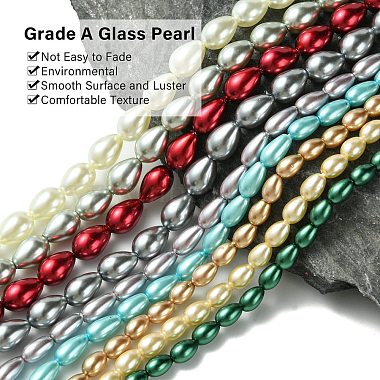 Teardrop Grade A Glass Pearl Beads Strands(HY-E001-07A)-2
