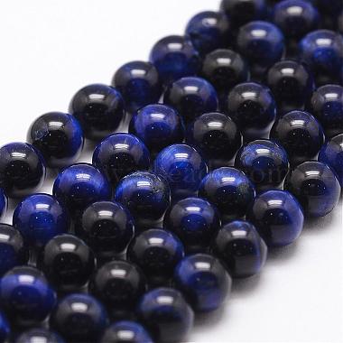6mm PrussianBlue Round Tiger Eye Beads
