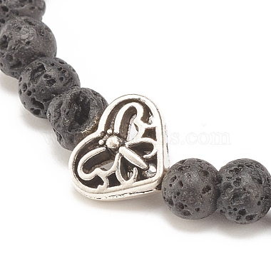Natural Lava Rock Stretch Bracelet with Alloy Heart Beaded(BJEW-JB08309-03)-4