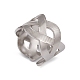 304 Stainless Steel Hollow Out Wave Open Cuff Rings for Women(RJEW-G285-29P)-1