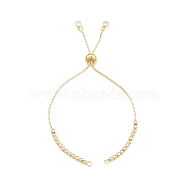Brass Box Chains Slider Bracelet Making with Clear Cubic Zirconia Tiny Charms, Nickel Free, Real 18K Gold Plated, 24x0.3x0.1cm, Hole: 2mm(BJEW-N021-03)