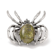 Natural Unakite Brooches, with Alloy Findings, Spider, Antique Silver, 37x34x8mm(G-A224-01AS-16)