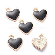 Alloy Enamel Charms, Heart, Light Gold, Black, 13x11.5x1.6mm, Hole: 1.6mm(X-PALLOY-F248-061LG-01)