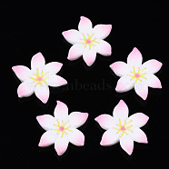 Spray Painted Opaque Resin Cabochons, Flower, Pearl Pink, 24x22x4mm(CRES-S302-55)