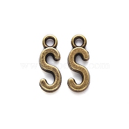 Tibetan Style Alloy Pendants, Cadmium Free & Nickel Free & Lead Free, Letter S, S: 16x6x2mm, Hole: 2mm, about 1470pcs/1000g(TIBE-S108-108S-AB-NR)