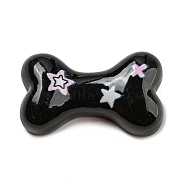 Black & Pink Opaque Resin Cabochons, for Jewelry Making, Dog Bone, 14x24x6.5mm(CRES-P026-A01)