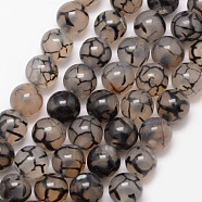 Natural Dragon Veins Agate Bead Strands, Round, Grade A, Dyed & Heated, Coffee, 6mm, Hole: 1mm, about 61pcs/strand, 15 inch.(X-G-K166-14-6mm-01)