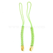 Polyester Cord Mobile Straps, with Golden Plated Iron Findings, Lawn Green, 7.6~8.1cm(FIND-G063-01G-09)