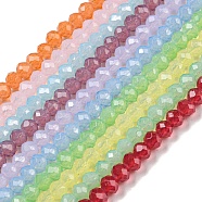 Baking Painted Transparent Glass Beads Strands, Imitation Opalite, Faceted, Round, Mixed Color, 3.5x3mm, Hole: 0.7mm, about 117pcs/strand, 14.17~14.37 inch(36~36.5cm)(DGLA-A034-J3mm-B)