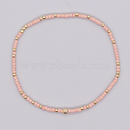 Bohemian Style Rainbow Glass & Brass Beaded Handmade Fashion Women's Bracelet(QD2599-8)