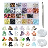DIY Stretch Bracelet Making Kit, Including Natural & Synthetic Mixed Gemstone & Natural Shell & Glass Chip Beads, Elastic Thread, Tweezers, Beads: 3~5x7~13x2~4mm, Hole: 0.4mm, 240g/set(DIY-FS0003-84)
