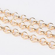 Iron Rolo Chains, Belcher Chain, Unwelded, with Spool, Long-Lasting Plated, Light Gold, 5x1.5mm, about 328.08 Feet(100m)/roll(CHT037Y-01)