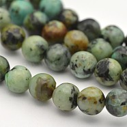 Natural African Turquoise(Jasper) Round Beads Strands, 4mm, Hole: 1mm, about 88~92pcs/strand, 15.3 inch(G-D665-4mm)