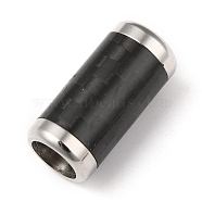 304 Stainless Steel Magnetic Clasps with Glue-in Ends, Column, Electrophoresis Black & Stainless Steel Color, 21x10mm, Hole: 6mm(STAS-P255-01P)