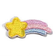 Computerized Embroidery Cloth Self Adhesive Patches, Stick On Patch, Costume Accessories, Appliques, Meteor, Colorful, 14x30x1.5mm(DIY-G031-04K)