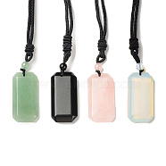 Natural & Synthetic Mixed Gemstone Rectangle Pendant Necklace with Nylon Cord for Women, 25.98~27.17 inch(66~69cm)(NJEW-C001-01A)