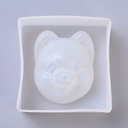 Puppy Silicone Molds, Resin Casting Molds, For UV Resin, Epoxy Resin Jewelry Making, Dog Head, White, 71x71x32mm(DIY-G010-07)