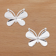 Alloy Cabochons, Butterfly, Silver, 21x26mm(PW-WG34080-01)
