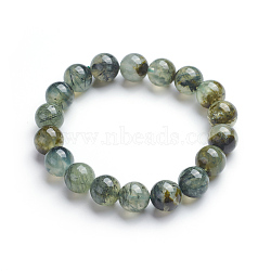 Natural Prehnite Stretch Bracelets, Round, 2-1/8 inch(5.3cm), Bead: 10~10.5mm(X-BJEW-E373-10mm-11)