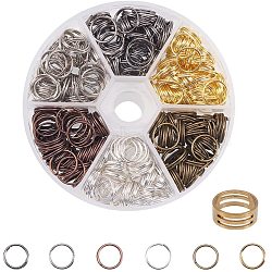 Iron Split Rings Sets, Mixed Color, 10x1.4mm, about 8.6mm inner diameter, about 200pcs/box(IFIN-PH0001-11-10mm)