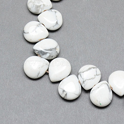 Natural Howlite Gemstone Beads Strands, Top Drilled Beads, Teardrop, 12x9~10x5~6mm, Hole: 1mm, about 33pcs/strand, 9.84 inch(X-G-T005-17)