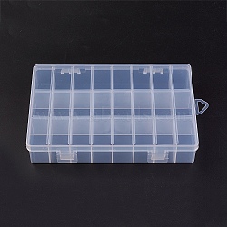 Plastic Bead Containers, 24 Compartments, Clear, 19x13x3.6cm(CON-X0001-02)