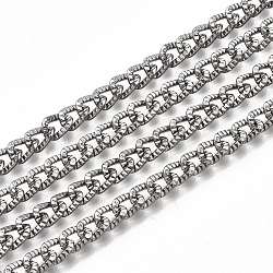 Iron Cuban Link Chains, Chunky Curb Chains, with Spool, Unwelded, Textured, Gunmetal, 6x4x1mm(CH-T001-05B)