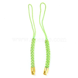 Polyester Cord Mobile Straps, with Golden Plated Iron Findings, Lawn Green, 7.6~8.1cm(FIND-G063-01G-09)