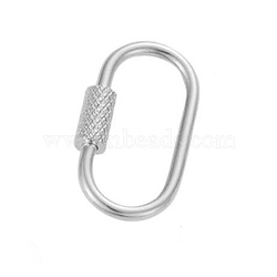 Stainless Steel Keychain Clasps, Locking Carabiner, Stainless Steel Color, Oval, 26x14.5mm(PW-WGDACCF-02)