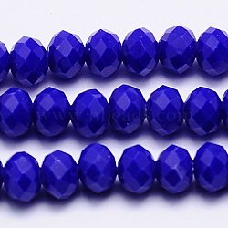 Imitation Jade Glass Bead Strands, Faceted, Rondelle, Blue, 3.5x2.5~3mm, Hole: 1mm, about 139pcs/strand, 14 inch(X-GLAA-F001-3x2mm-01)