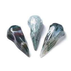 Natural Moss Agate Home Display Decoration, Reiki Energy Stone, Crow Mouth, 61~66x24~25x16~18mm(G-K338-04C)