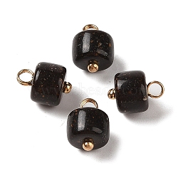 Acrylic Pendants, with Brass Loops, Column, Black, 12.5x8.5mm, Hole: 2.5mm(MACR-C033-11D)