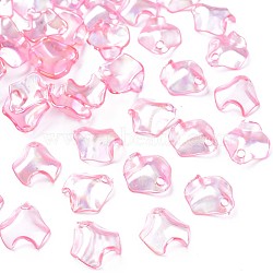 Transparent Acrylic Pendants, AB Color Plated, Petal, Pearl Pink, 15.5x15x5mm, Hole: 2mm, about 2200pcs/500g(MACR-S373-106-C02)