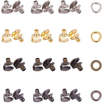 Brass Boots Hook Eyelet Buckles, with Washer, Mixed Color, 1.3x1.05x1.05cm, Inner Diameter: 0.5cm, 4colors, 20pcs/color, 80pcs/box
