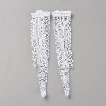 Cloth Doll Lace Fishnet Long Socks, for Doll Decoration, White, 128x28x1.5mm