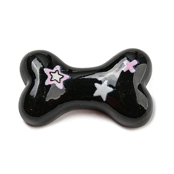 Black & Pink Opaque Resin Cabochons, for Jewelry Making, Dog Bone, 14x24x6.5mm