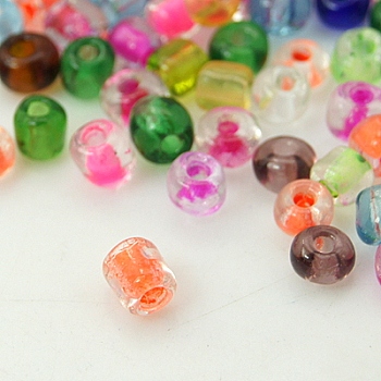 Glass Seed Beads, Inside Colours, Mixed Color, about 4mm in diameter, hole: 1mm, about 4500pcs/pound